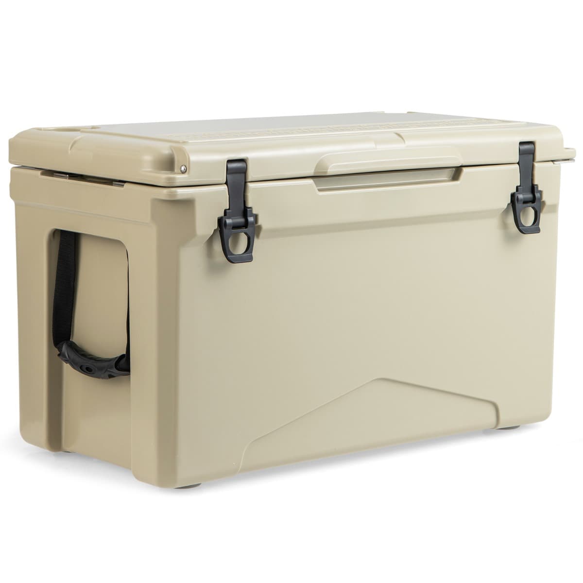 CostwayGlacière Isotherme Portable 47 L avec Bouchon de Vidange et Porte-gobelets Glacière Rigide Étanche Rétention de Glace de 5 à 7 Jours Brun Clair