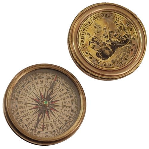 SIGNES GRIMALT Boite boussole en laiton ornementale Christophe Colomb - 7.5 x 2 cm