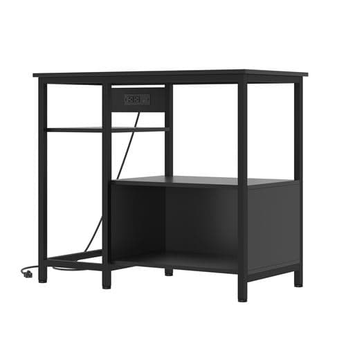 Support Aquarium Avec Prises Électriques, Meuble Métal Et Bois 4 Étagères Pour Aquarium, 93x48x78 cm, Noir
