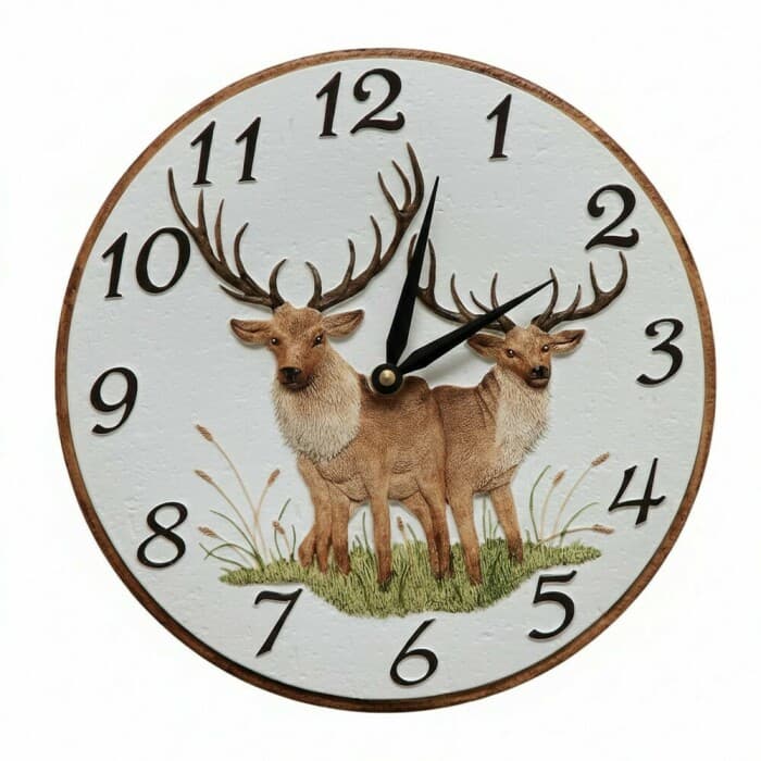 Horloge murale pour cuisine ronde avec décor cerf majestueux Disponibilité : Expédié sous 2 semaines