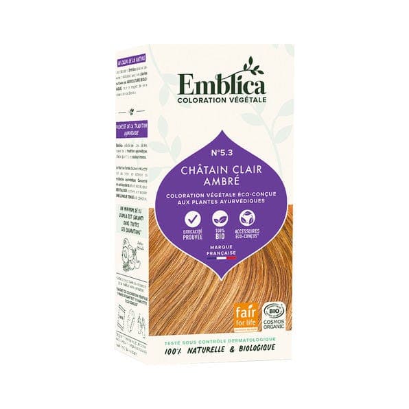 Coloration végétale cheveux châtain clair ambré n°5.3 100g